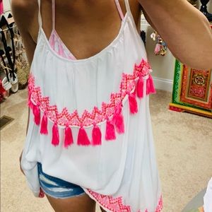 Embroidered tassel mini dress / tunic